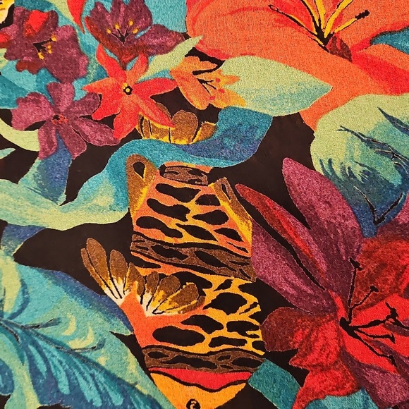 💕CAROLE LITTLE💕 Vintage Short Sleeve Maxi Dress Optical Illusion Fish Print 6 - Picture 7 of 10